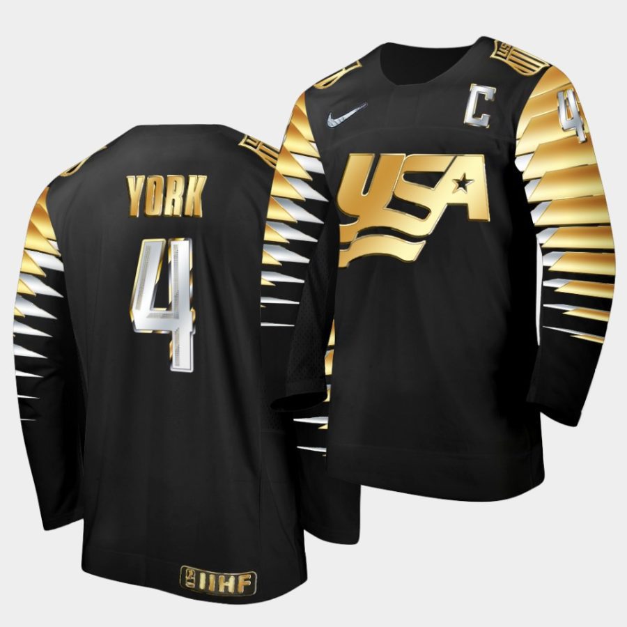 usa 2021 iihf world junior championship cam york black golden limited edition jersey