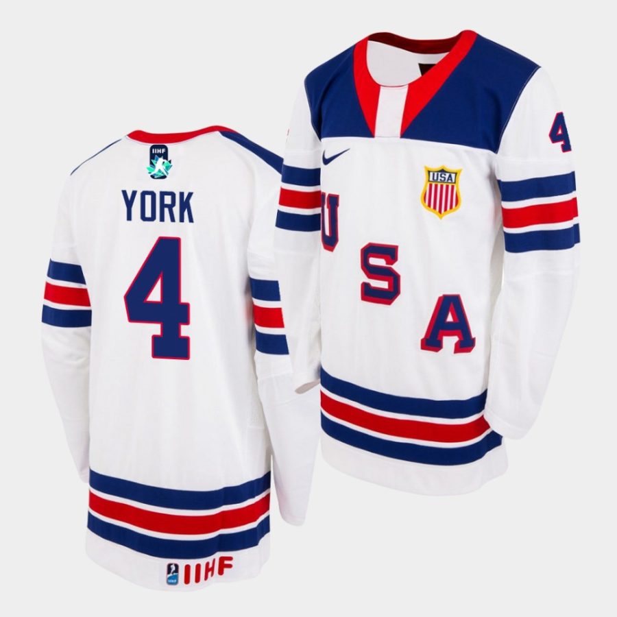 usa cam york 2021 iihf world junior championship white limited authentic jersey