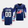 usa custom 2021 iihf ice hockey u18 world championship navy away jersey