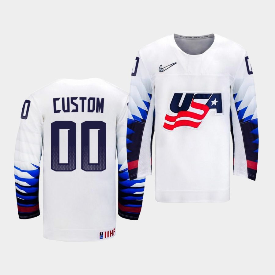 usa custom 2021 iihf ice hockey u18 world championship white home jersey