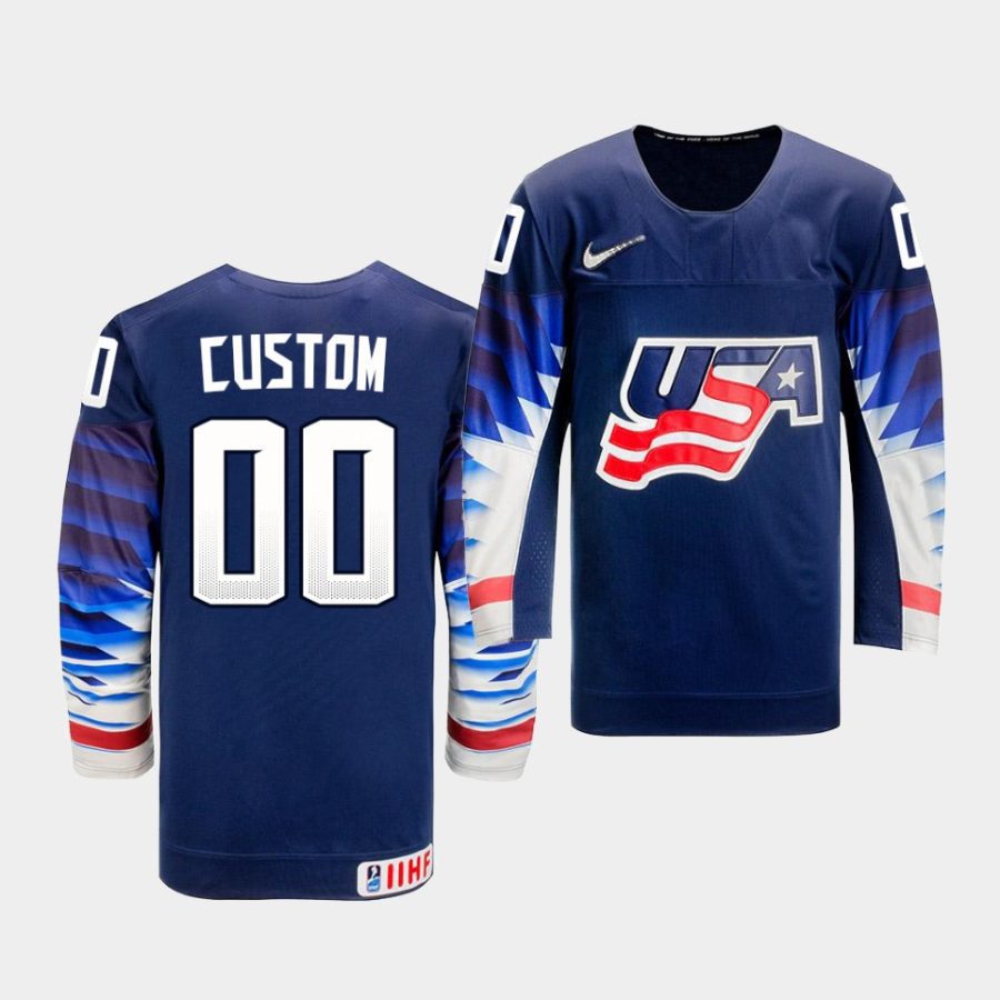 usa custom 2021 iihf world championship navy away jersey