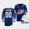 usa custom 20222022 iihf world junior championship blue free hat jersey