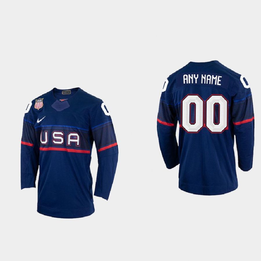 usa hockey custom 2022 beijing winter olympic navy away youthjersey