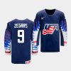 usa team trevor zegras 2021 iihf world junior championship navy away jersey