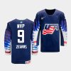 usa trevor zegras 2021 iihf wjc mvp navy gold winner jersey