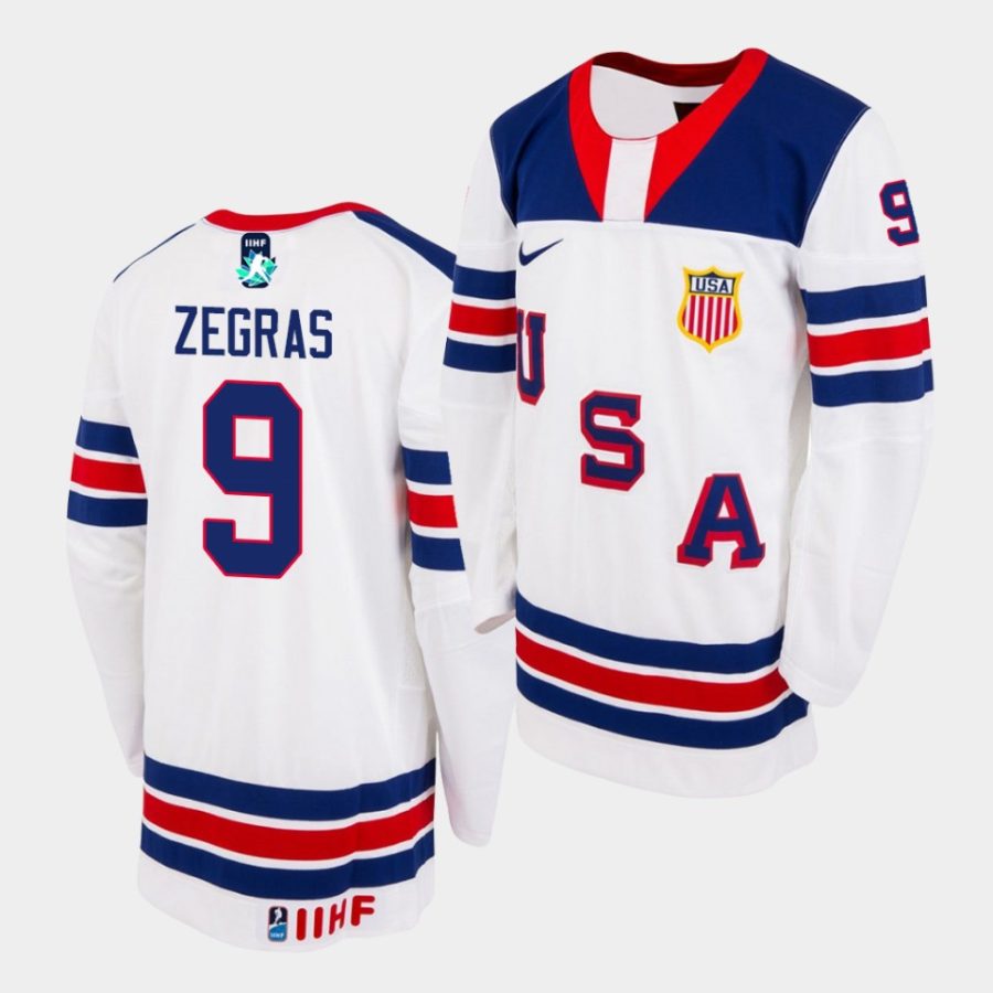 usa trevor zegras 2021 iihf world junior championship white limited authentic jersey