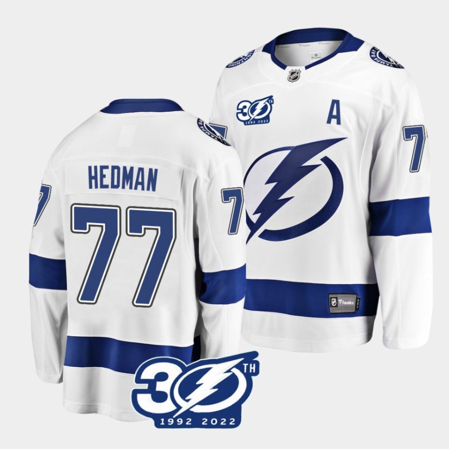 victor hedman lightning white 30th anniversary away jersey