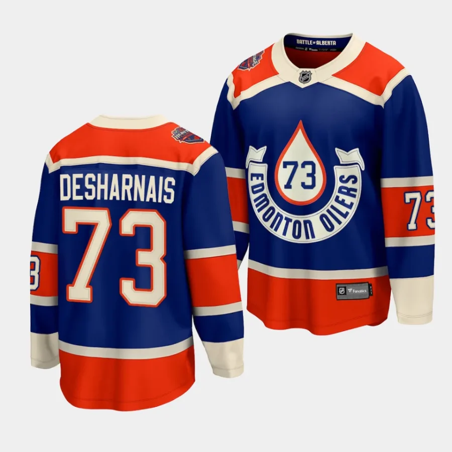 vincent desharnais oilers royal 2023 nhl heritage classic premier jersey