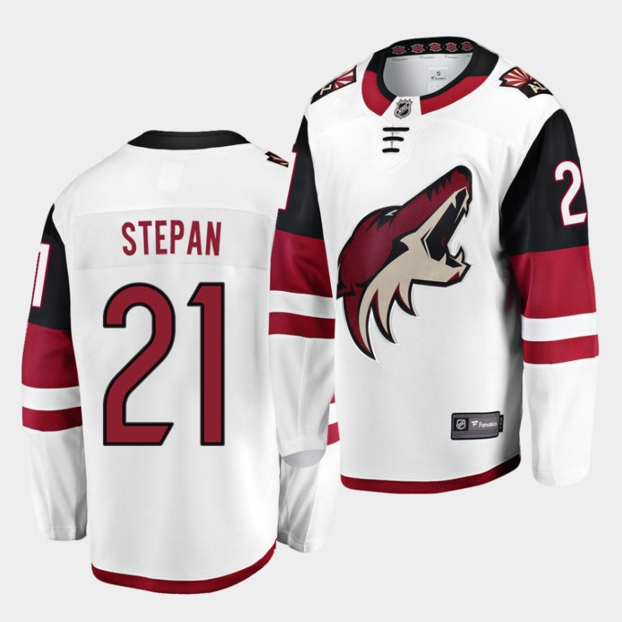 white arizona coyotes sideline derek stepan jersey