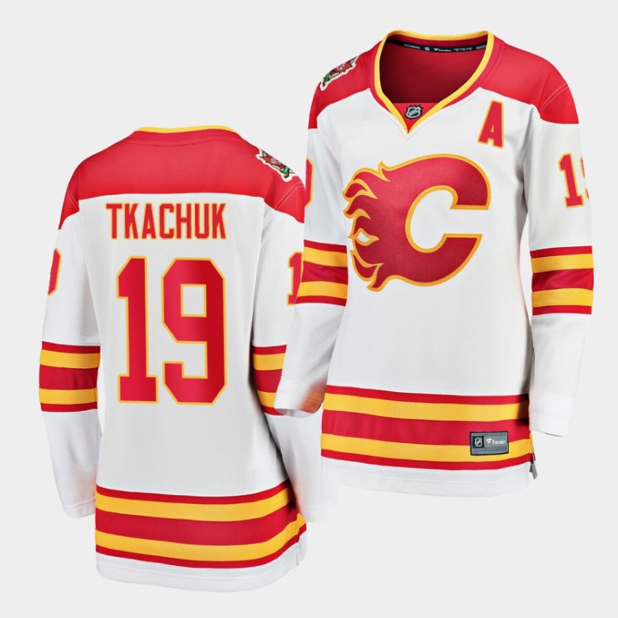 white calgary flames sideline matthew tkachuk jersey 0