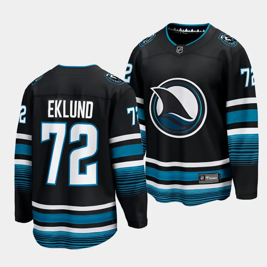 william eklund sharks black 2023 24cali fin 3rd alternate breakaway player jersey