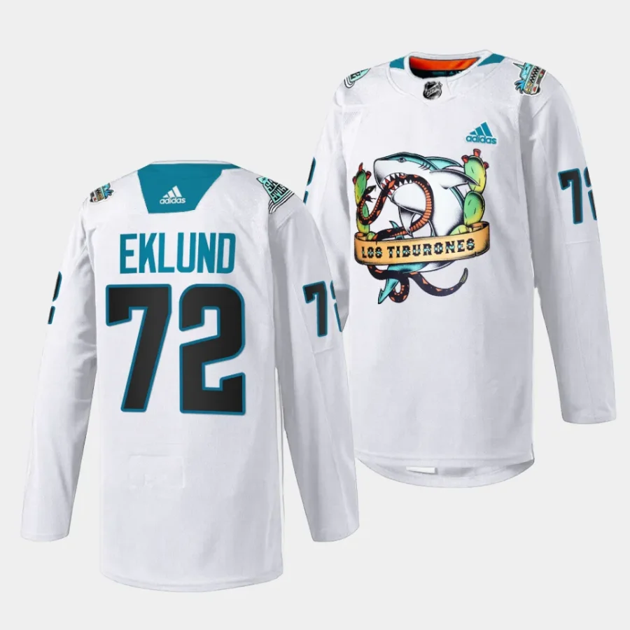 william eklund sharks white 2023 los tiburones special jersey