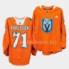 william karlsson golden knights warmups 2022hispanic heritage night orange jersey