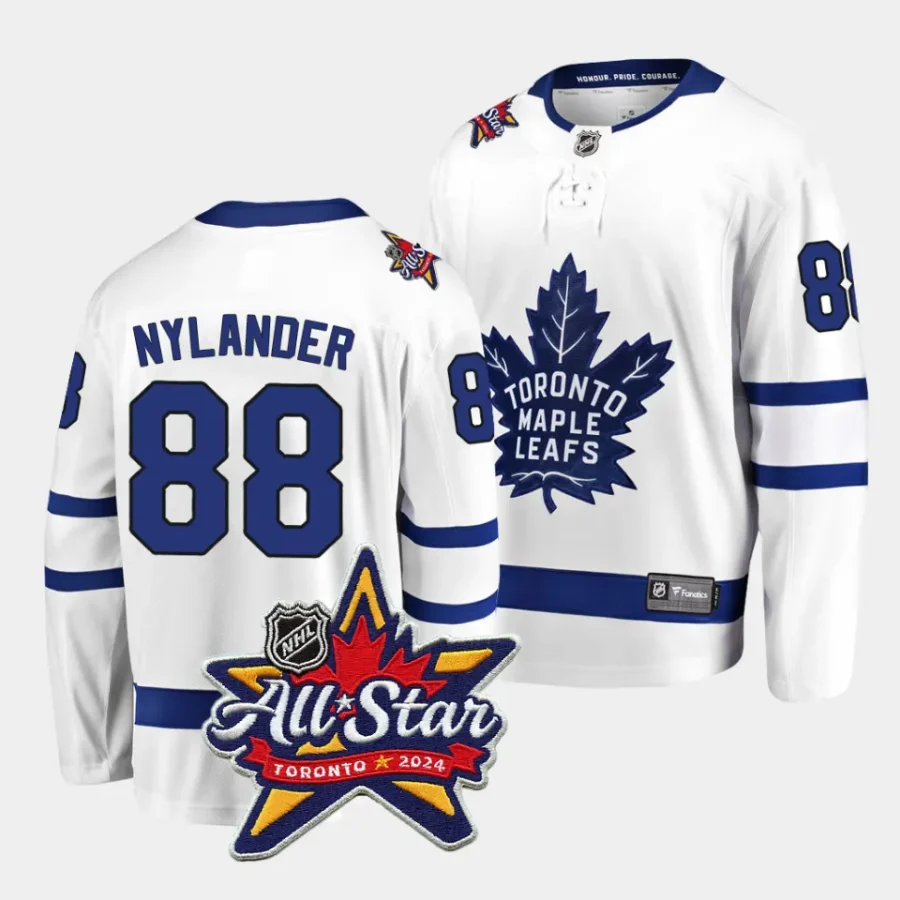 william nylander maple leafs white 2024 nhl all star patch away jersey