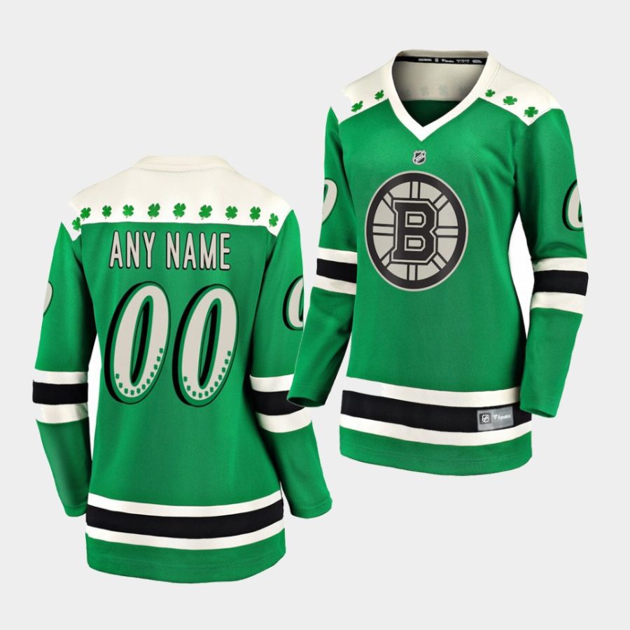 women bruins custom green 2021 st patricks day jersey