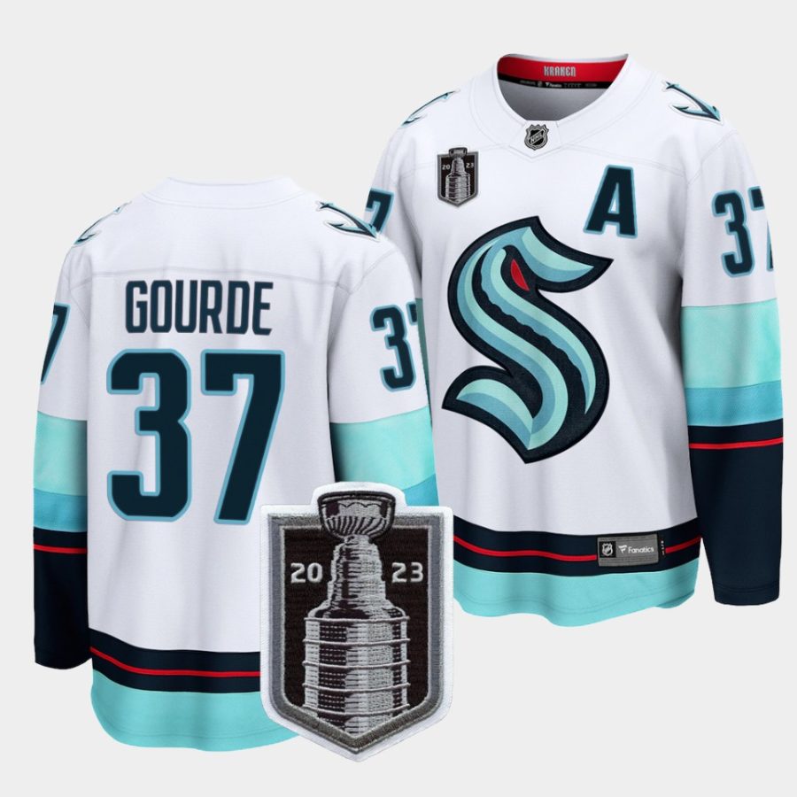 yanni gourde kraken white 2023 stanley cup playoffs away jersey