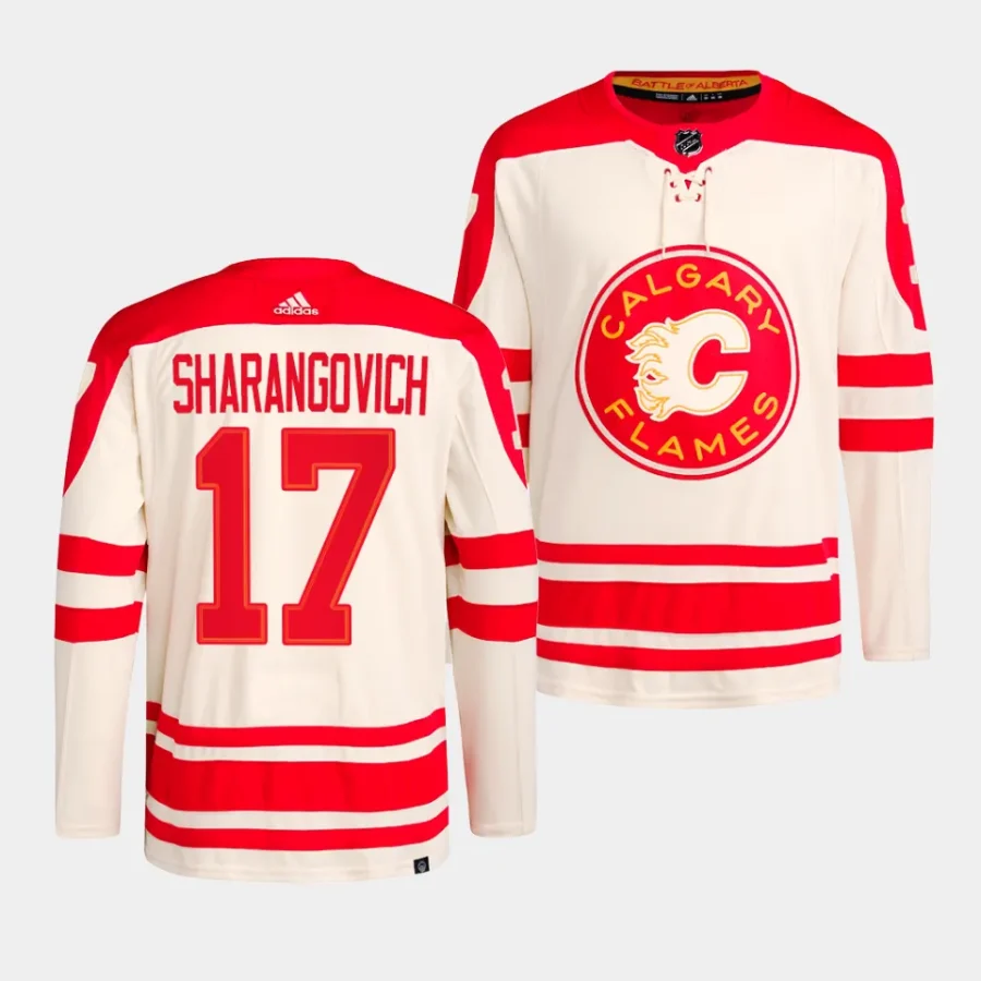 yegor sharangovich flames cream 2023 nhl heritage classic primegreen authentic playerjersey