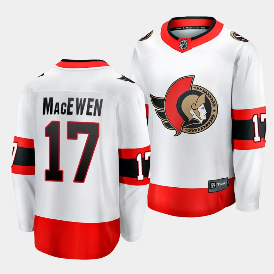 zack macewen senators white away breakaway player jersey